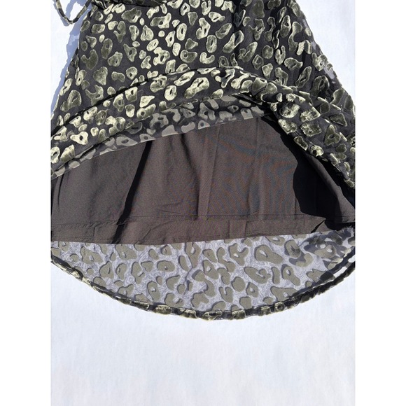 ASTR The Label Olive Green Leopard Burnout Velvet Cowl Neck Mini Dress Small - Picture 4 of 9